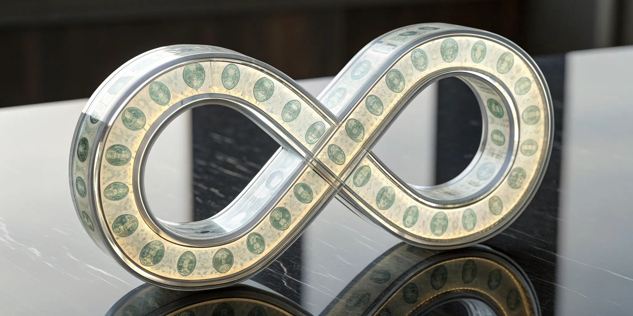 An infinity symbol of cash flowing through the infinite banking concept.