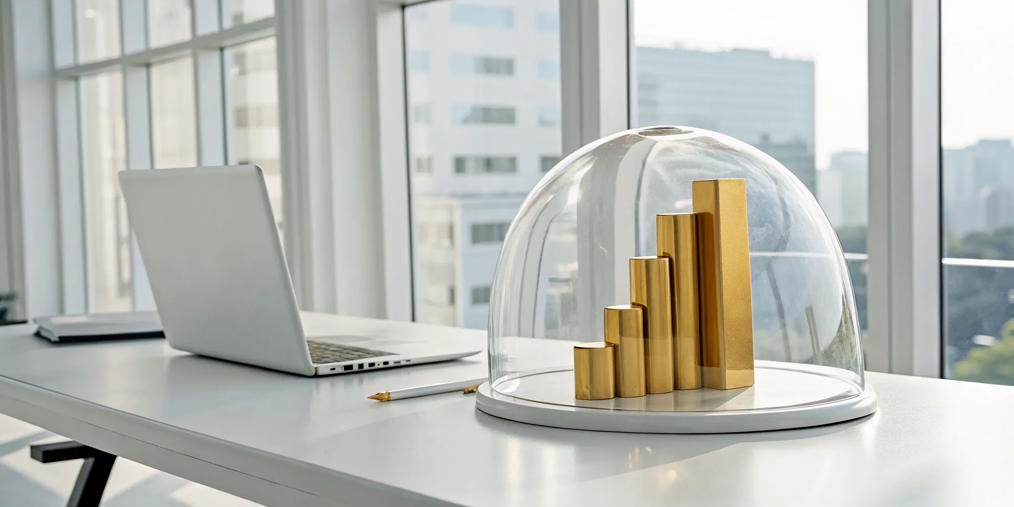 How high early cash value life insurance works, with its growth protected under a glass dome on a desk.