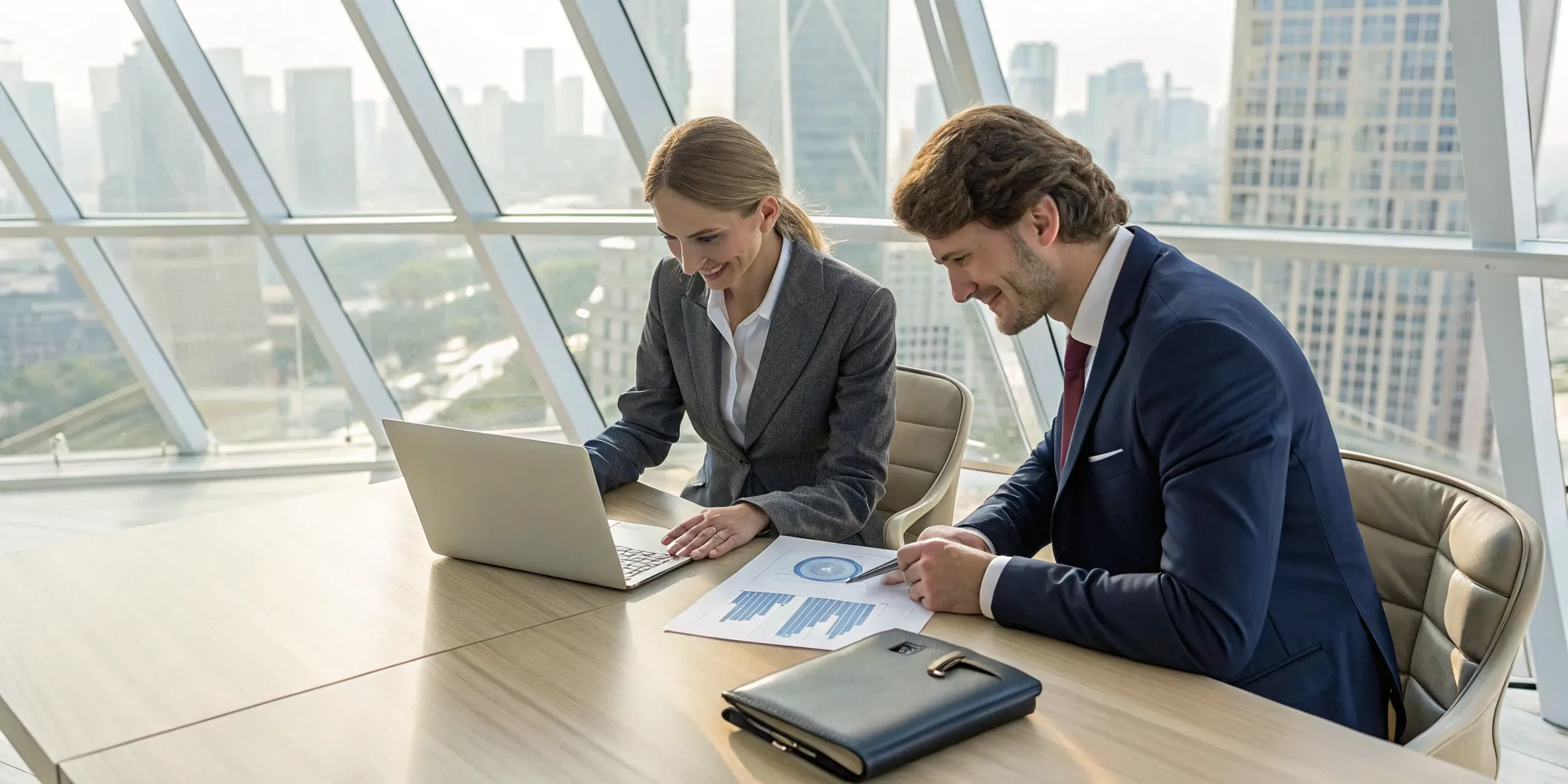Two business partners calculating the cost of life insurance for their partnership.