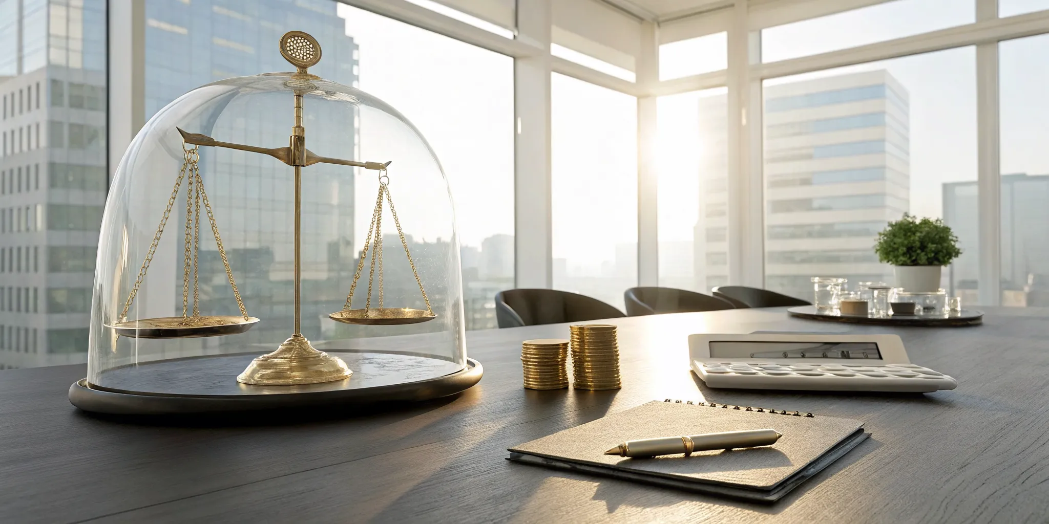 Scales and a calculator weighing the tax implications of corporate owned life insurance.