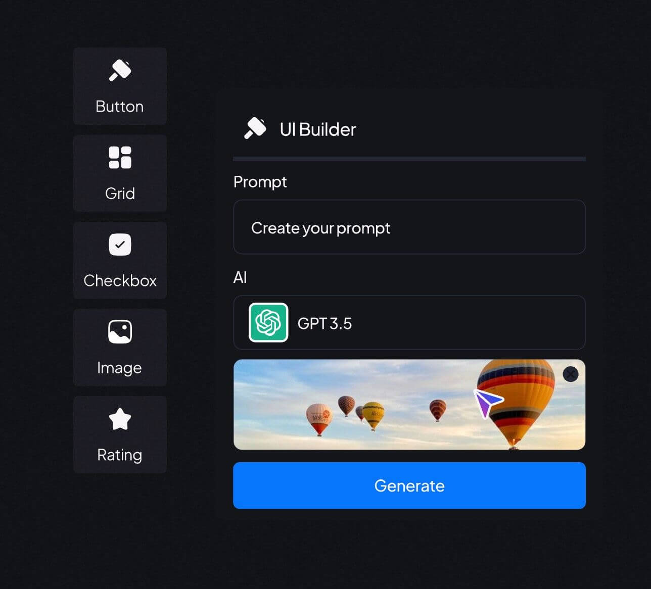 An image of a no code UI builder of Mergepoint ai.