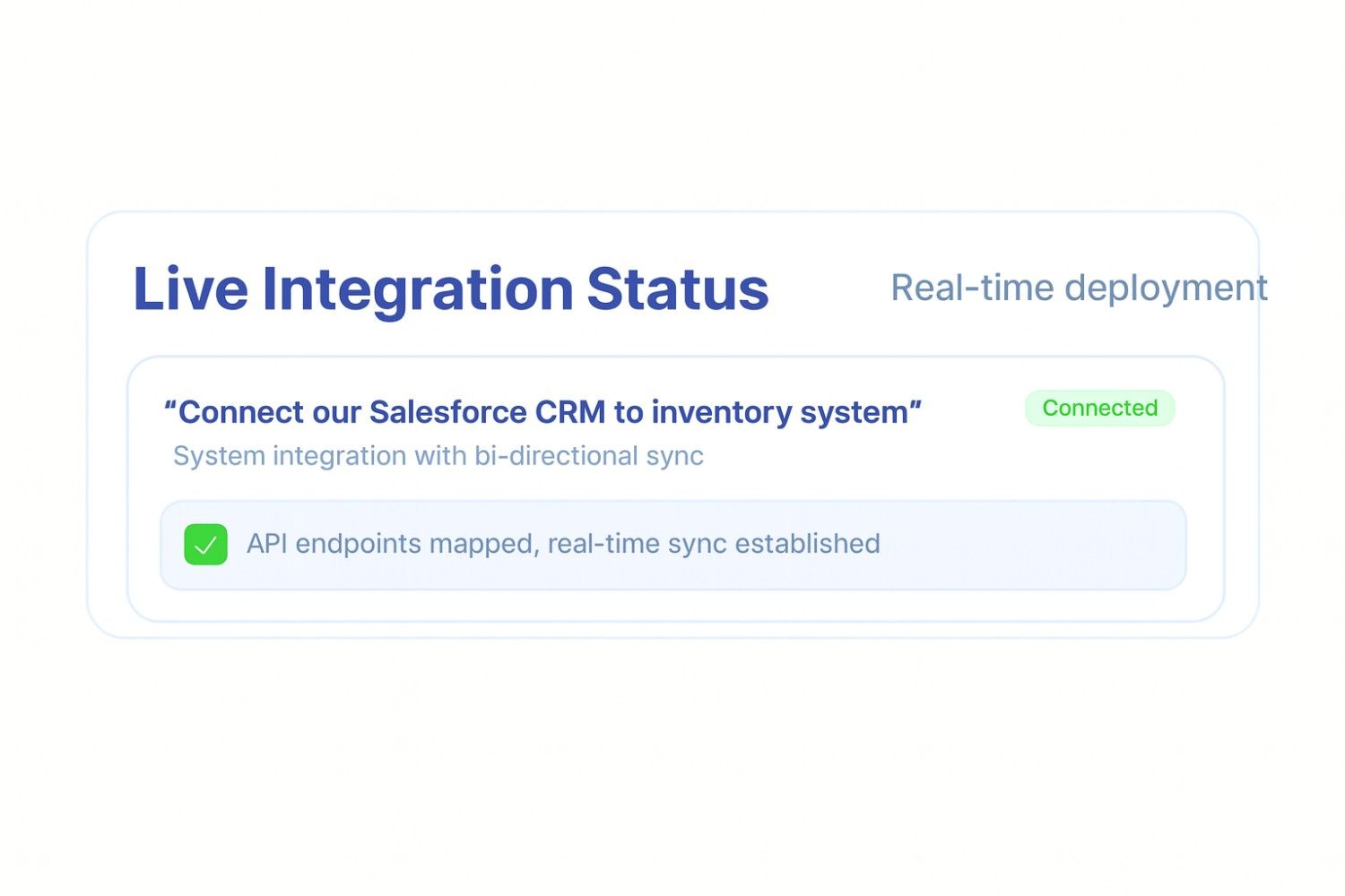 An image of a live integration status workflow automation for operations