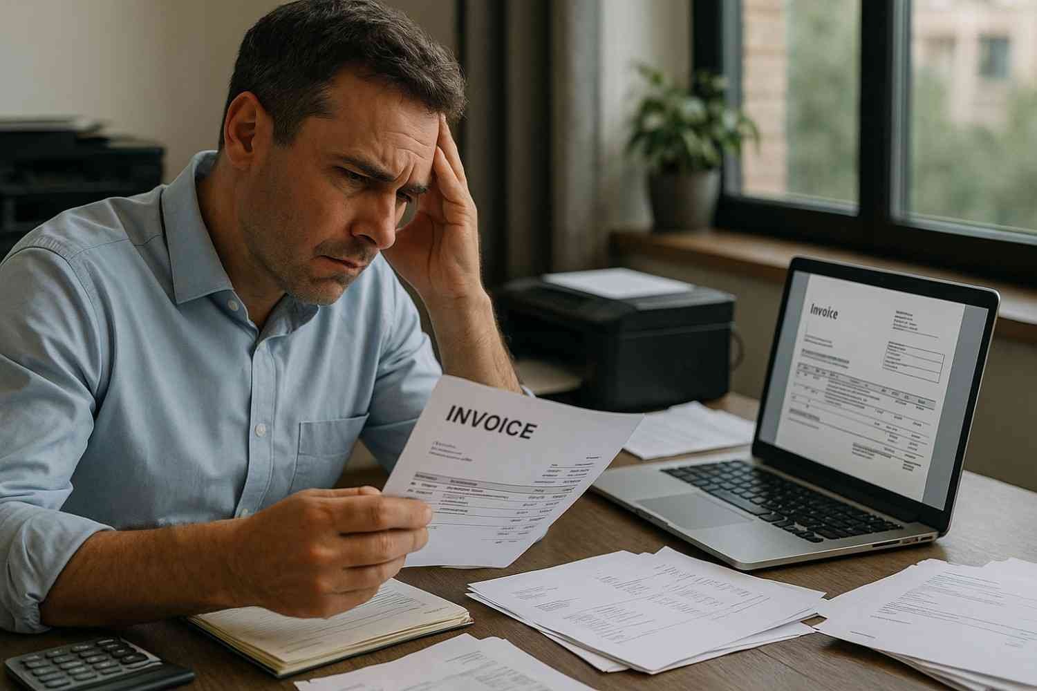 a picture of a stressed man that needs ai automation in finance team