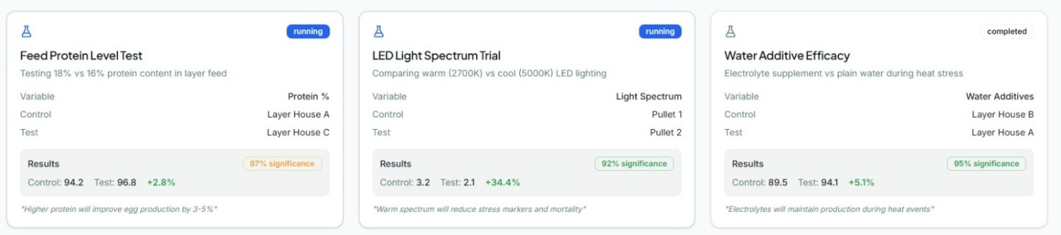an image of Mergepoint's ai-driven testing and optimization for egg production