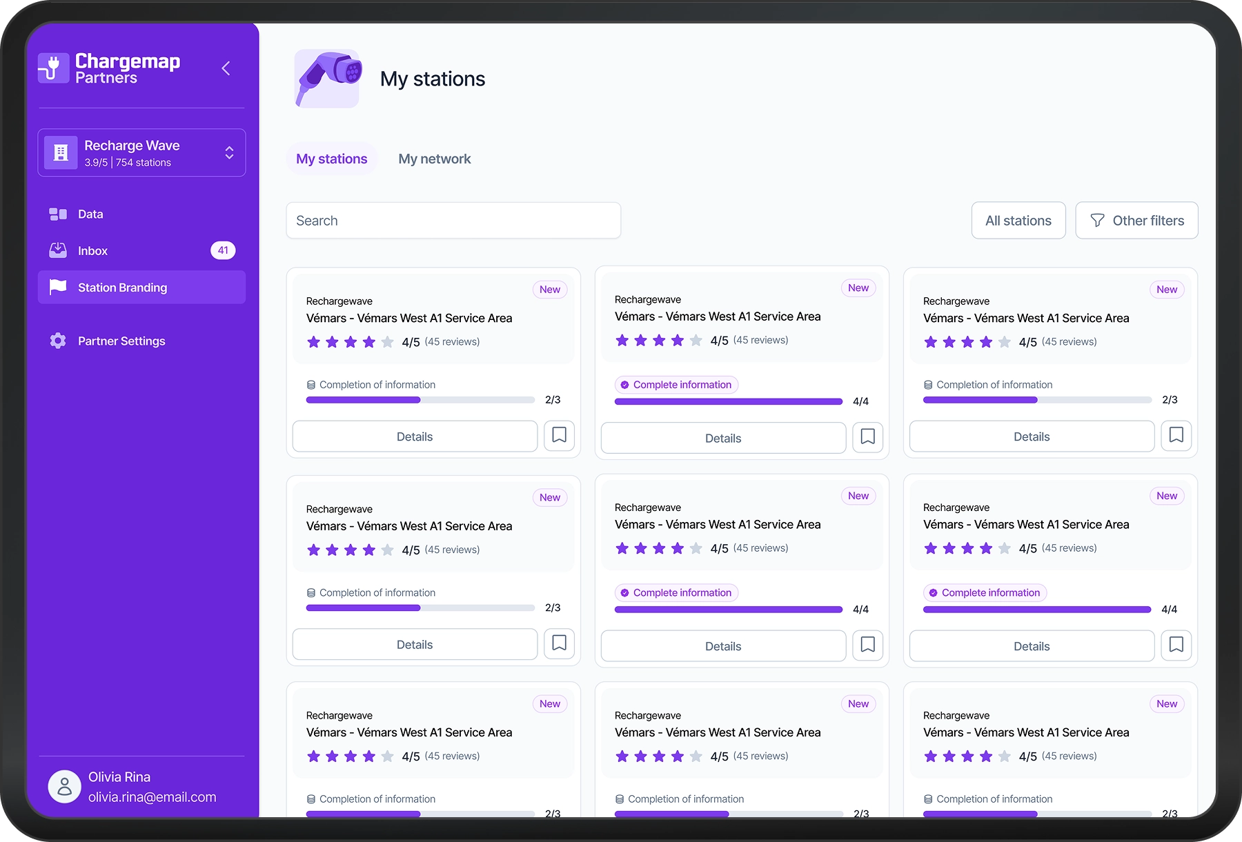 Dashboard Stations branding