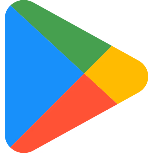 Google Play Store multicolored triangular play button logo.