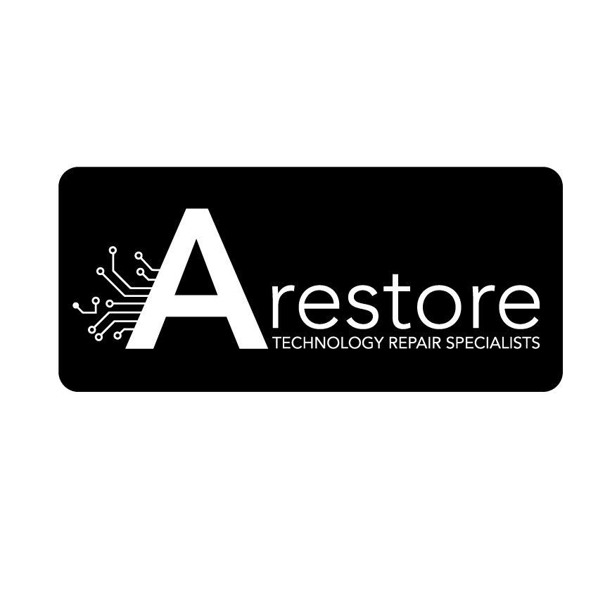 Logo with a large letter 'A' connected to circuit lines, followed by the text 'restore TECHNOLOGY REPAIR SPECIALISTS' on a black background.
