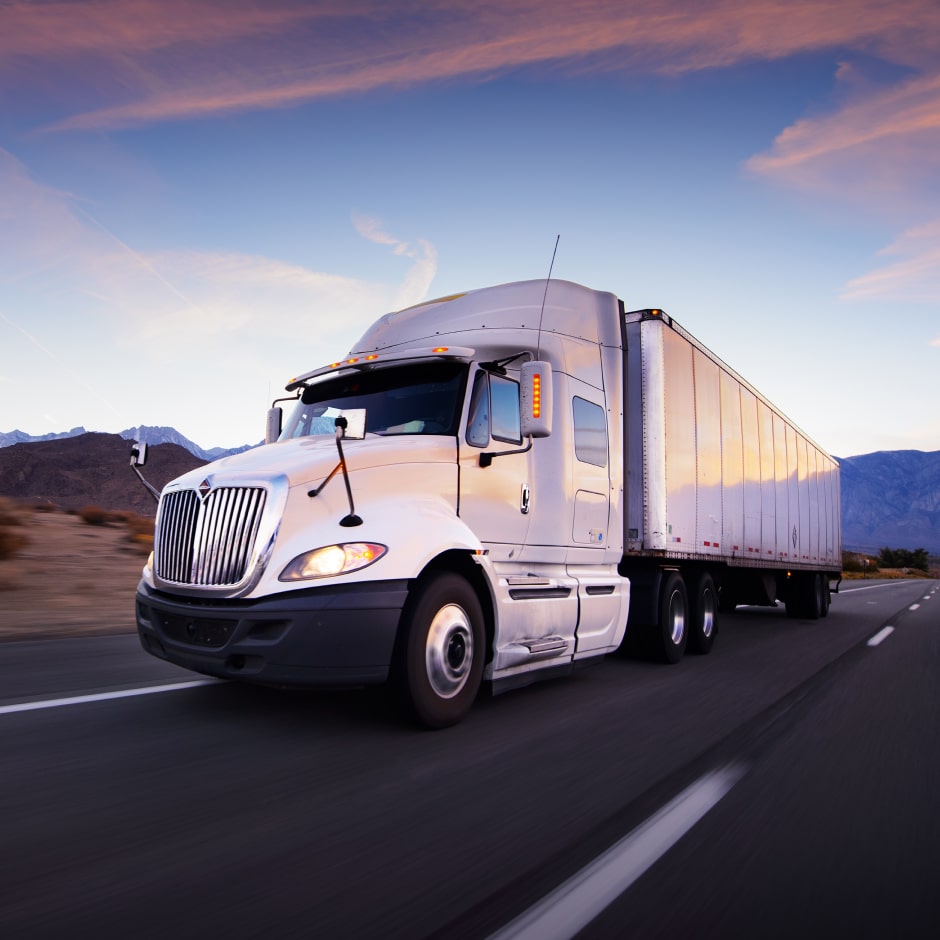 Semi-truck driving on highway