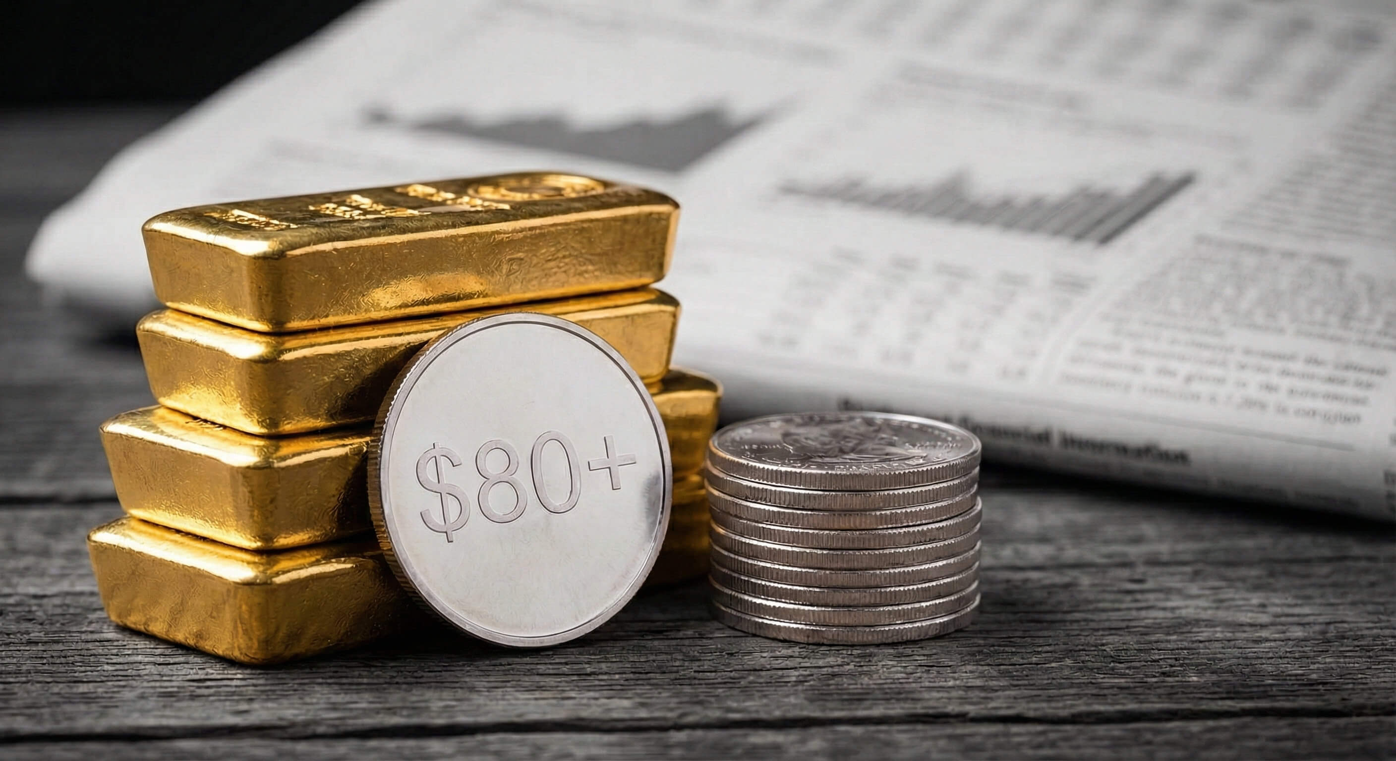 Heap of rare gold and silver coins isolated on a pristine background