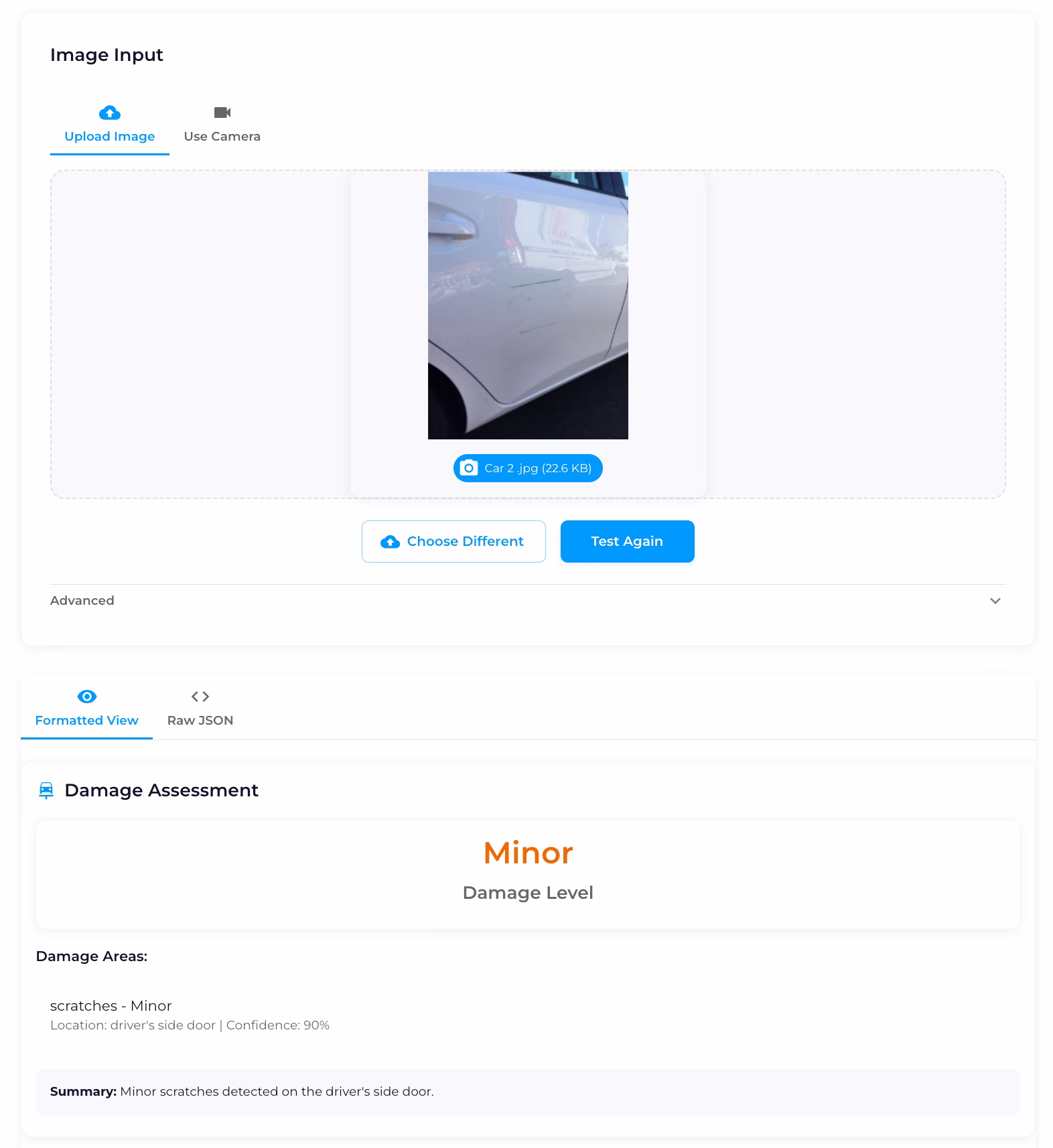 Damage detection of rental car using Vision agents