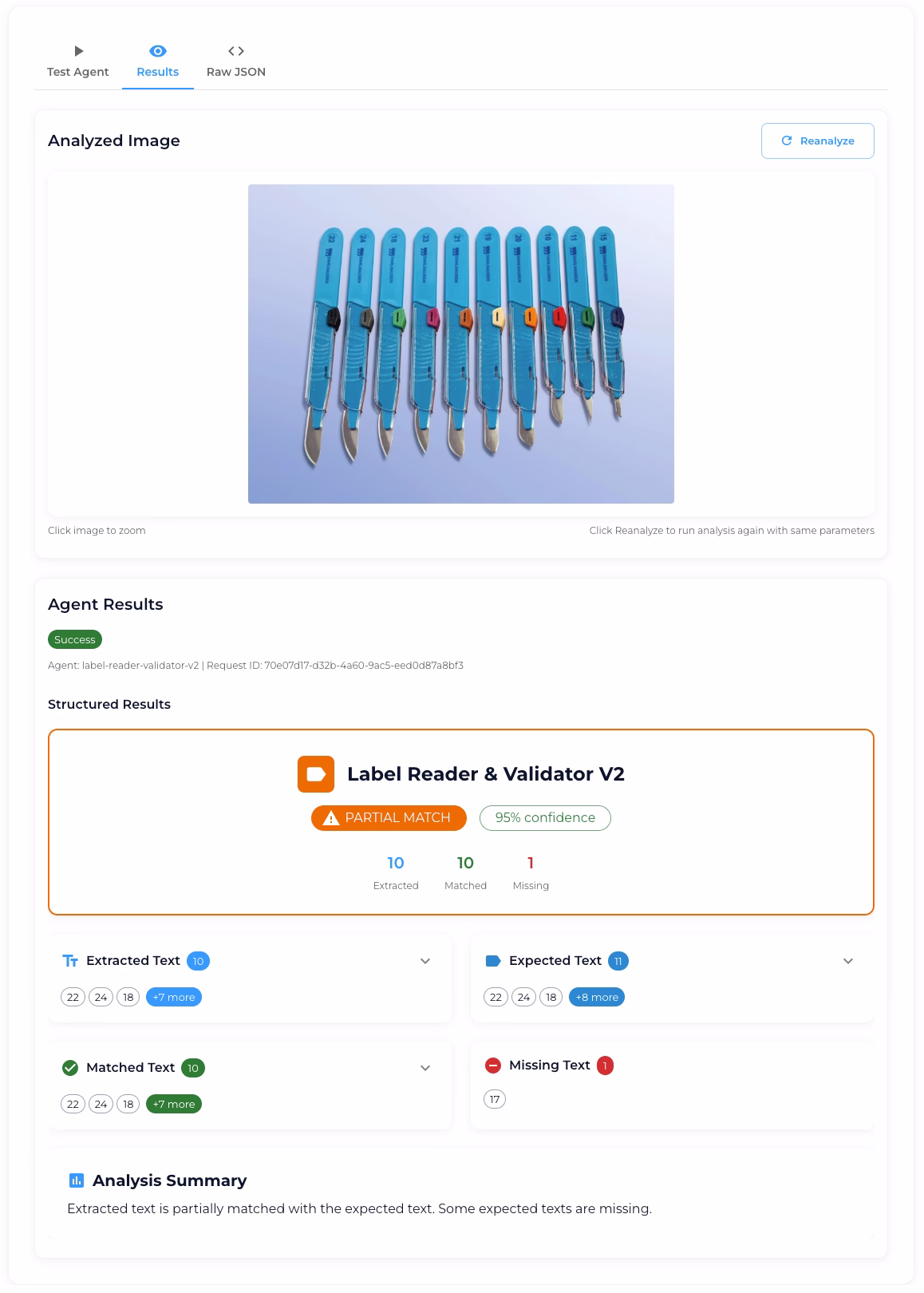 Identification of medical equipment using Tiliter Vision agents