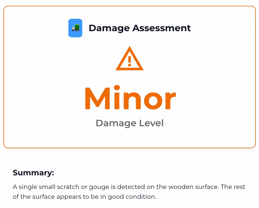 Minor damage assessment of wooden surface