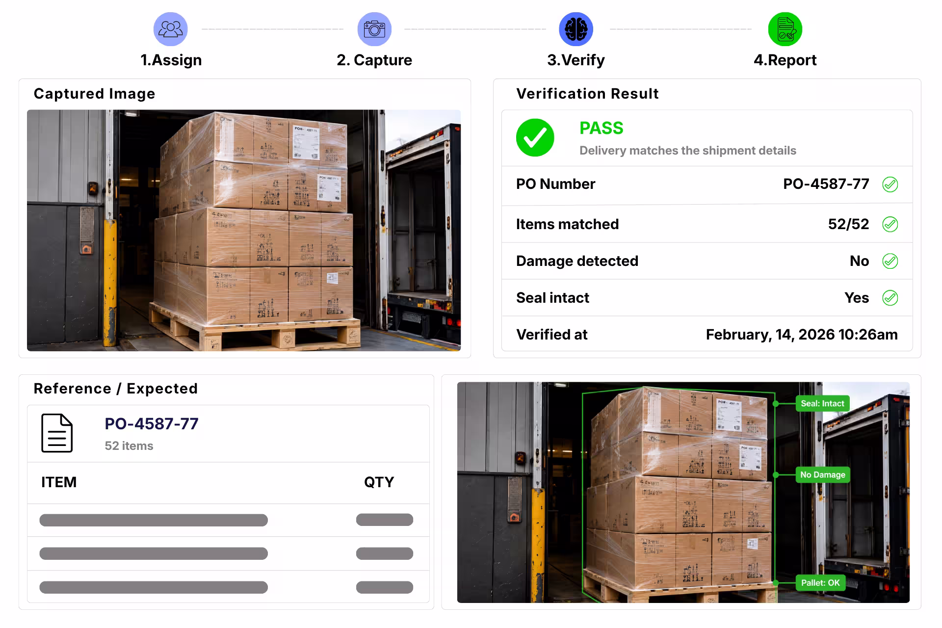 Shipment being verified after delivery