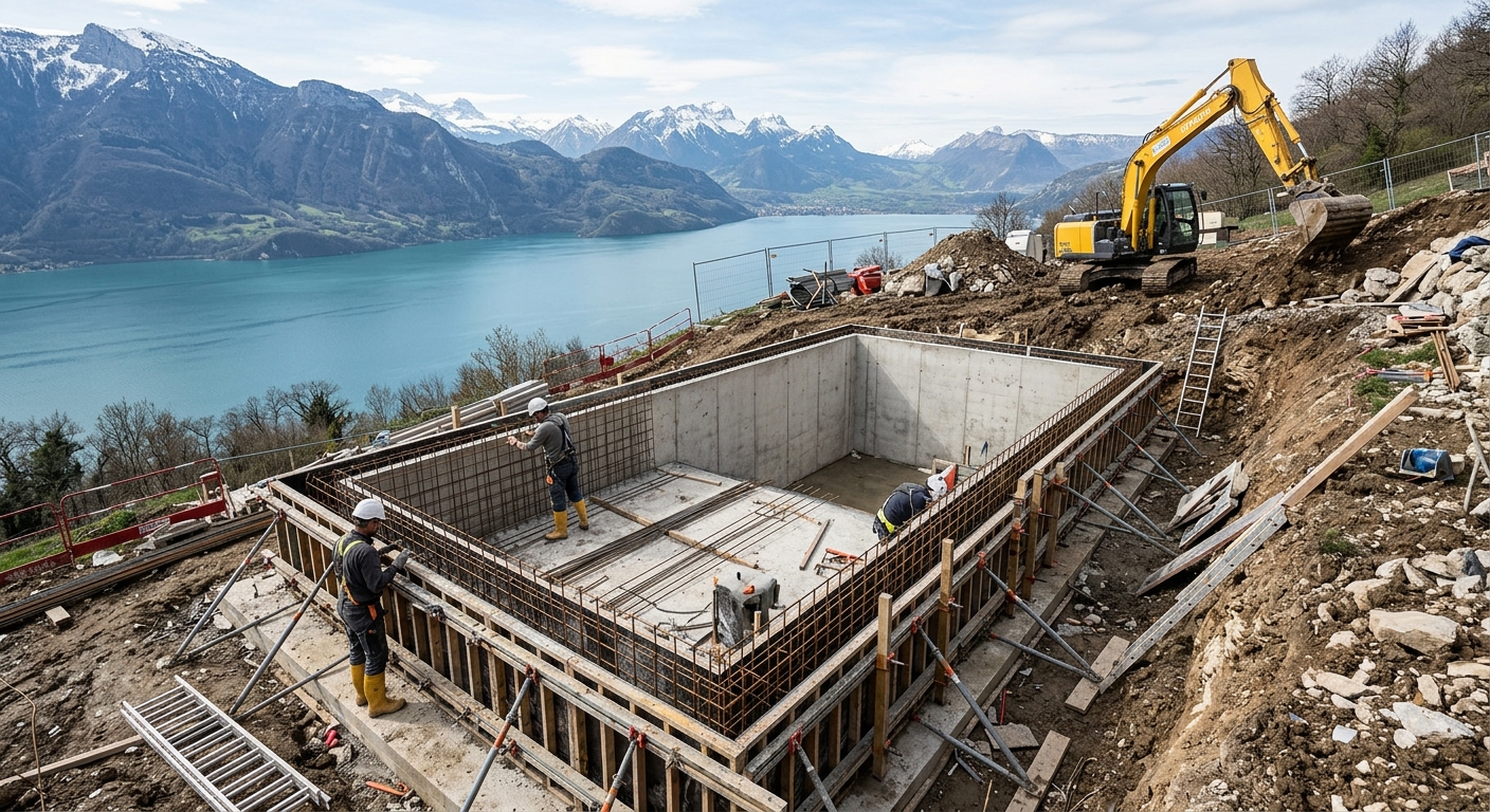 Combien coûte une piscine en béton en Suisse romande ?