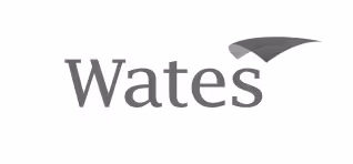 Wates company logo with stylized wing design above the letter s.