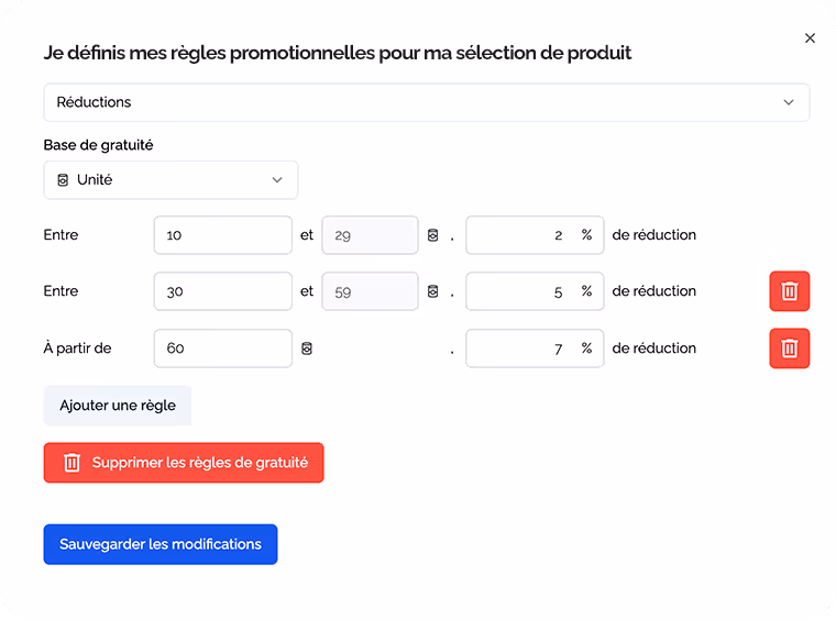 Gestion tarifs clients pro