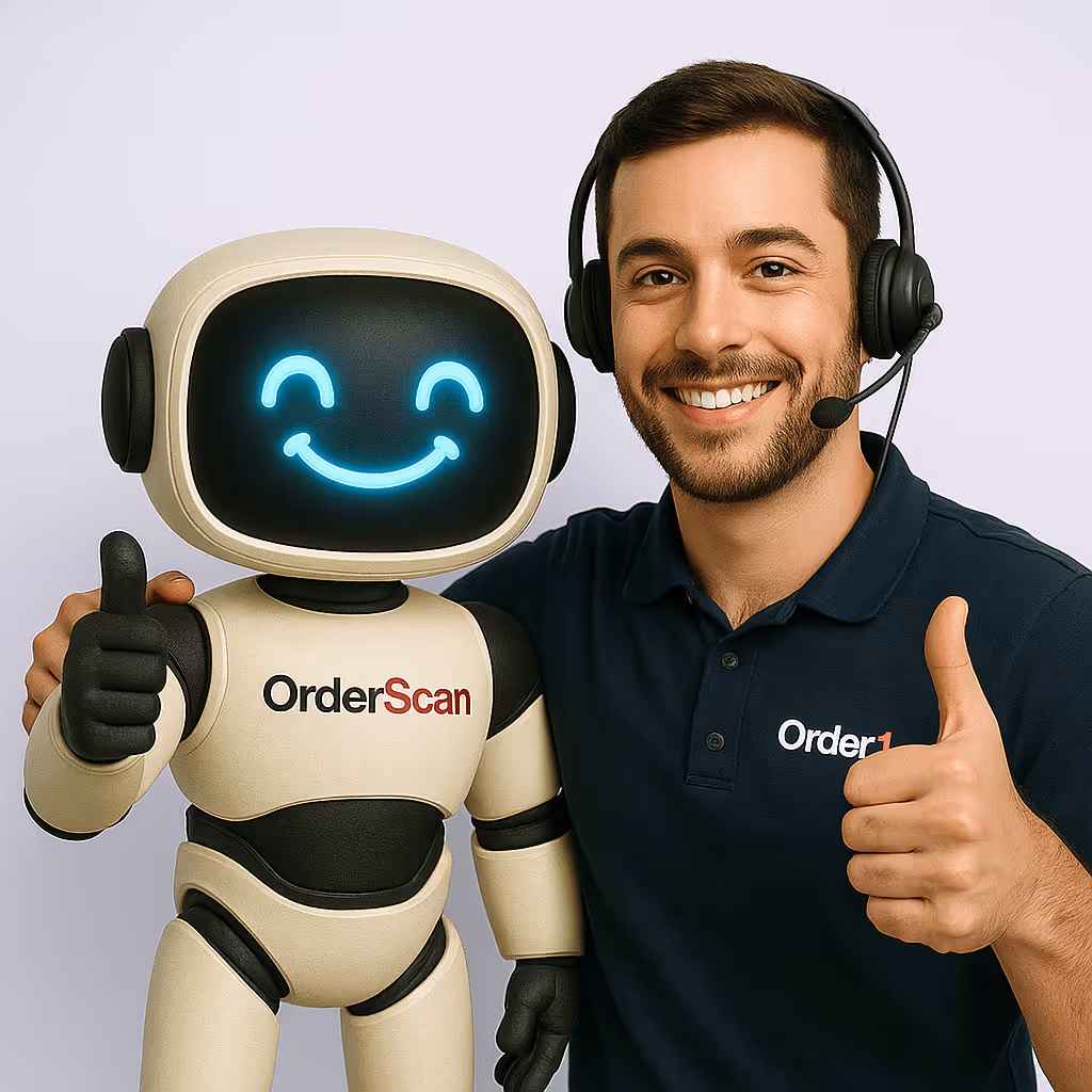 Service client order1, agent IA orderscan SAV