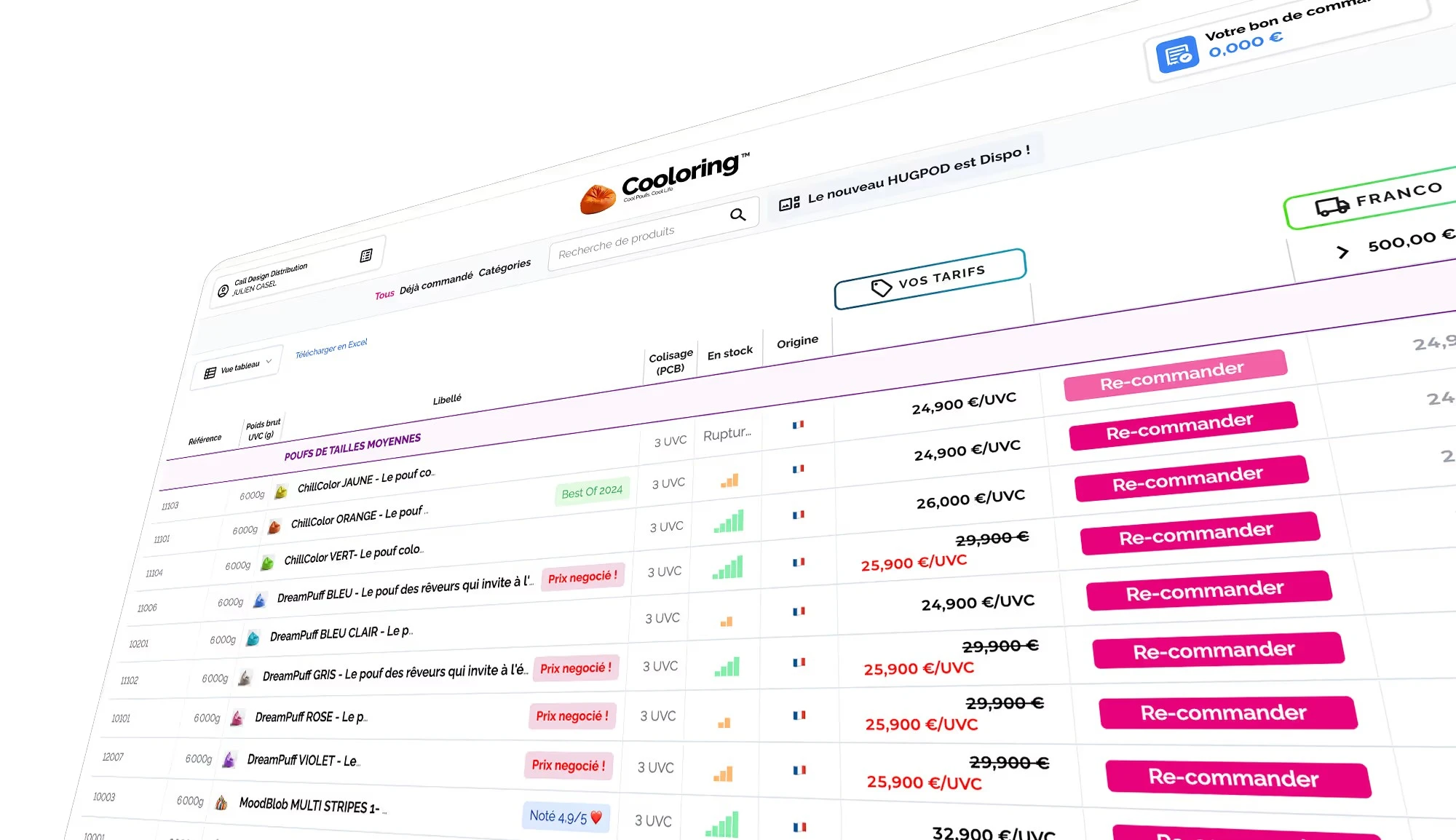 Bon de commande B2B digital, extranet B2B