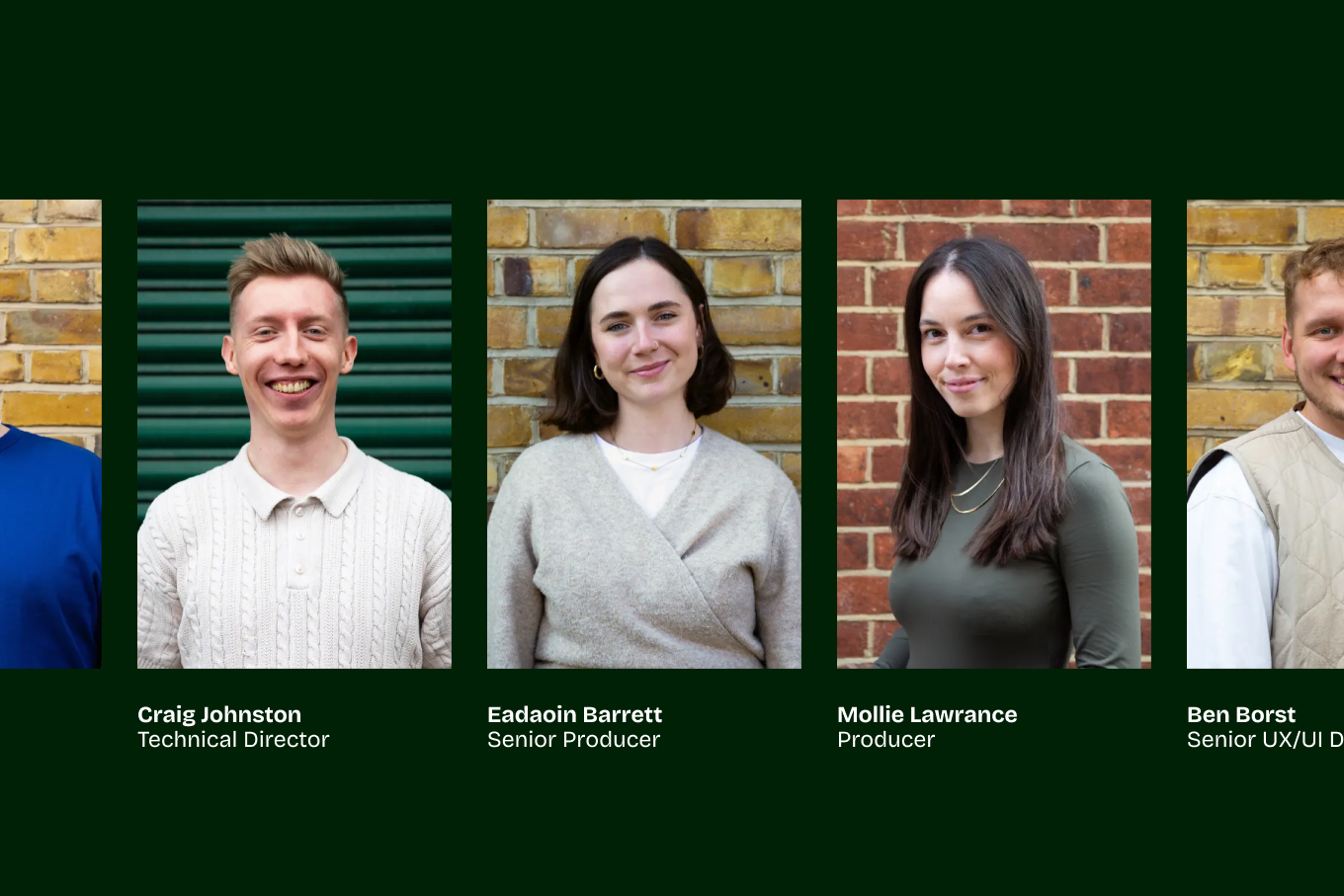 Carousel of images displaying the Bond & Coyne team members