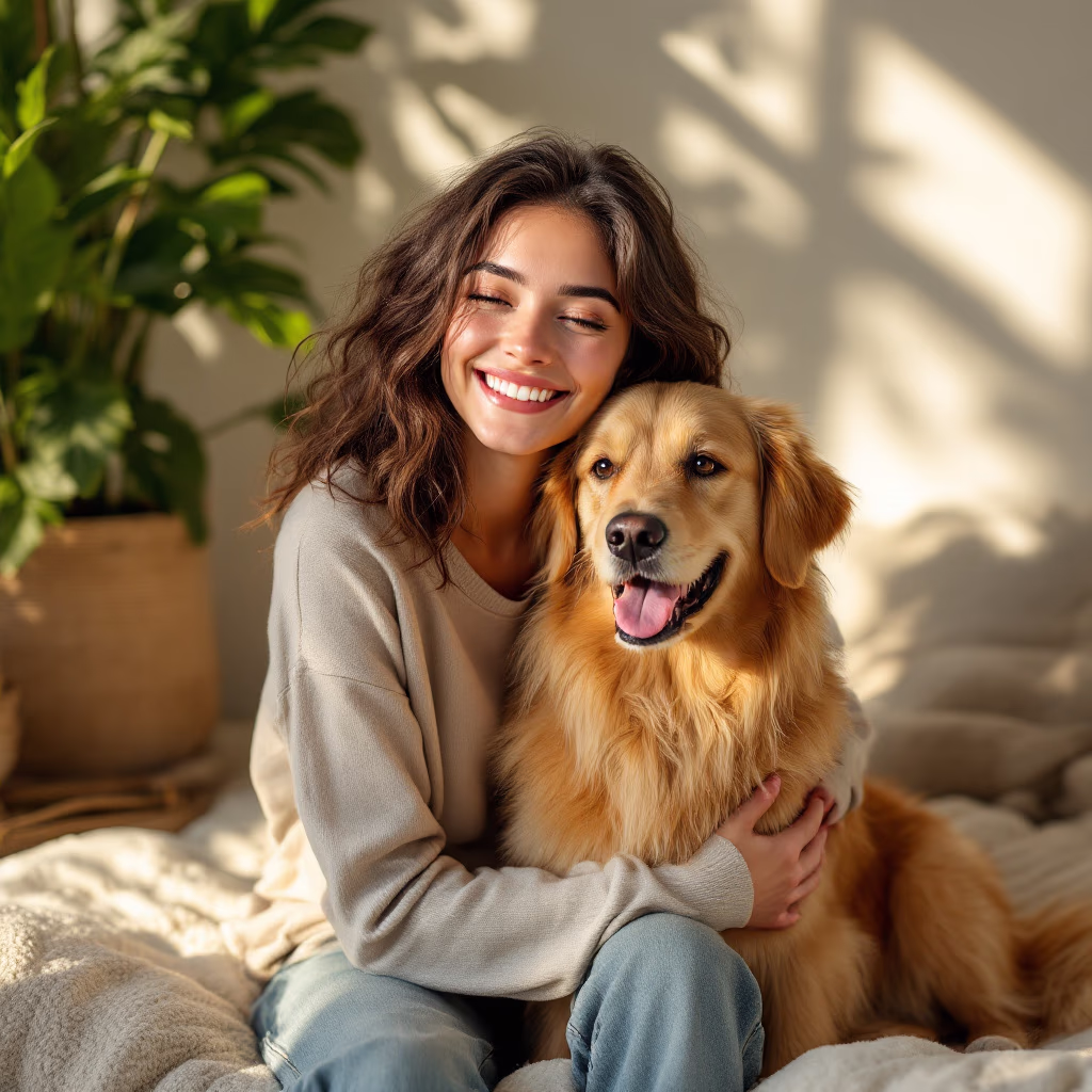 [headshot] image of a customer interacting with their pet
