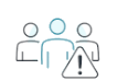 Icon mit Personen und einem Achtungszeichen