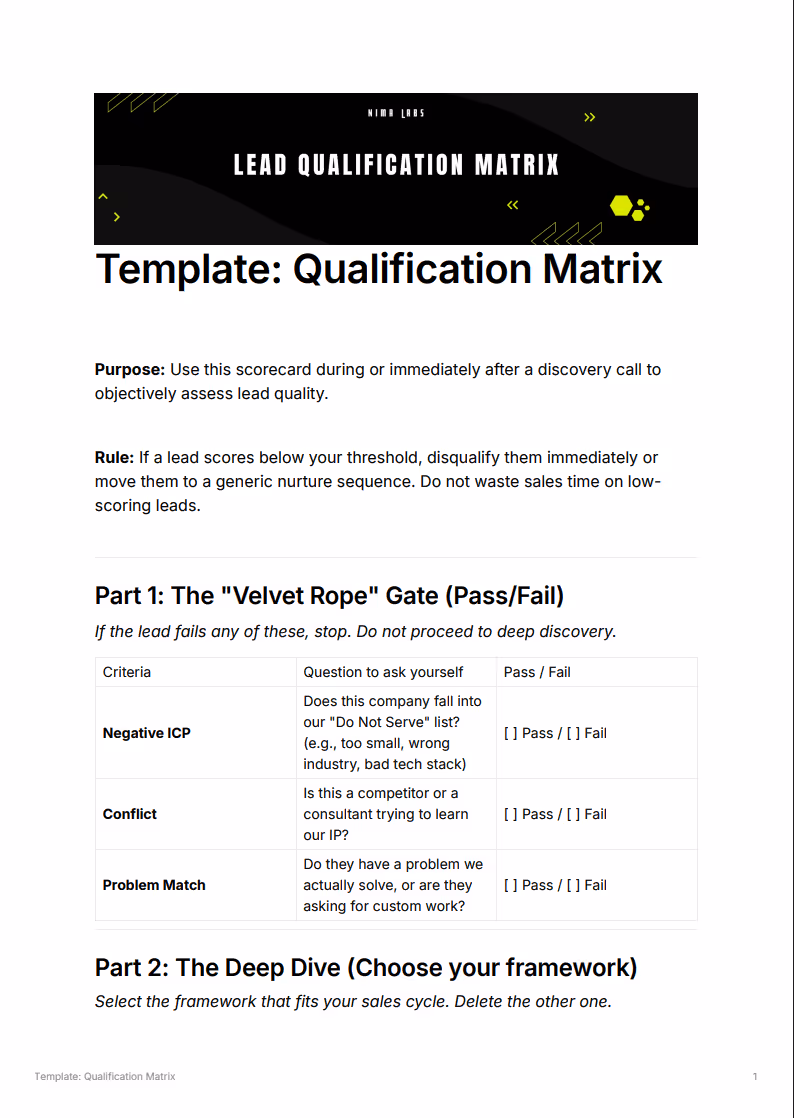 Is your pipeline full of revenue or just hope? Get the exact framework to filter out the noise and focus only on buyers who can pay.