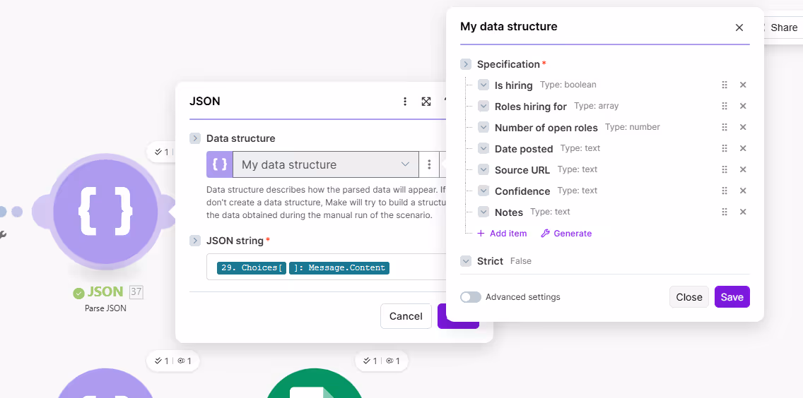 JSON parser in make.com for lead enrichment