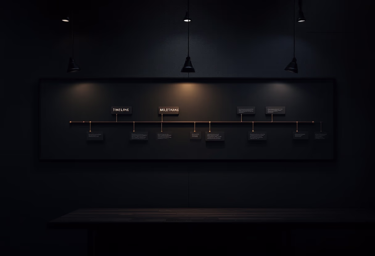 image of company milestones in a timeline format (for an edtech)