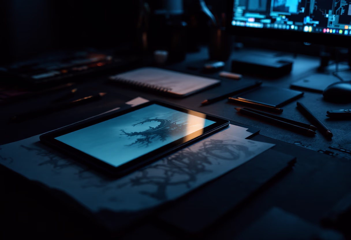 image of team brainstorming session (for a graphic design studio)