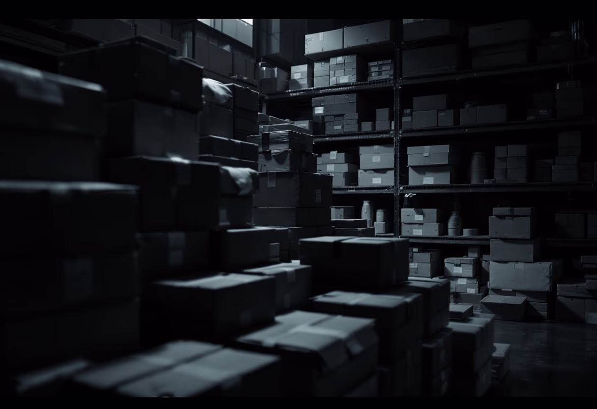 image of finished goods inventory in a manufacturing plant, close-up view
