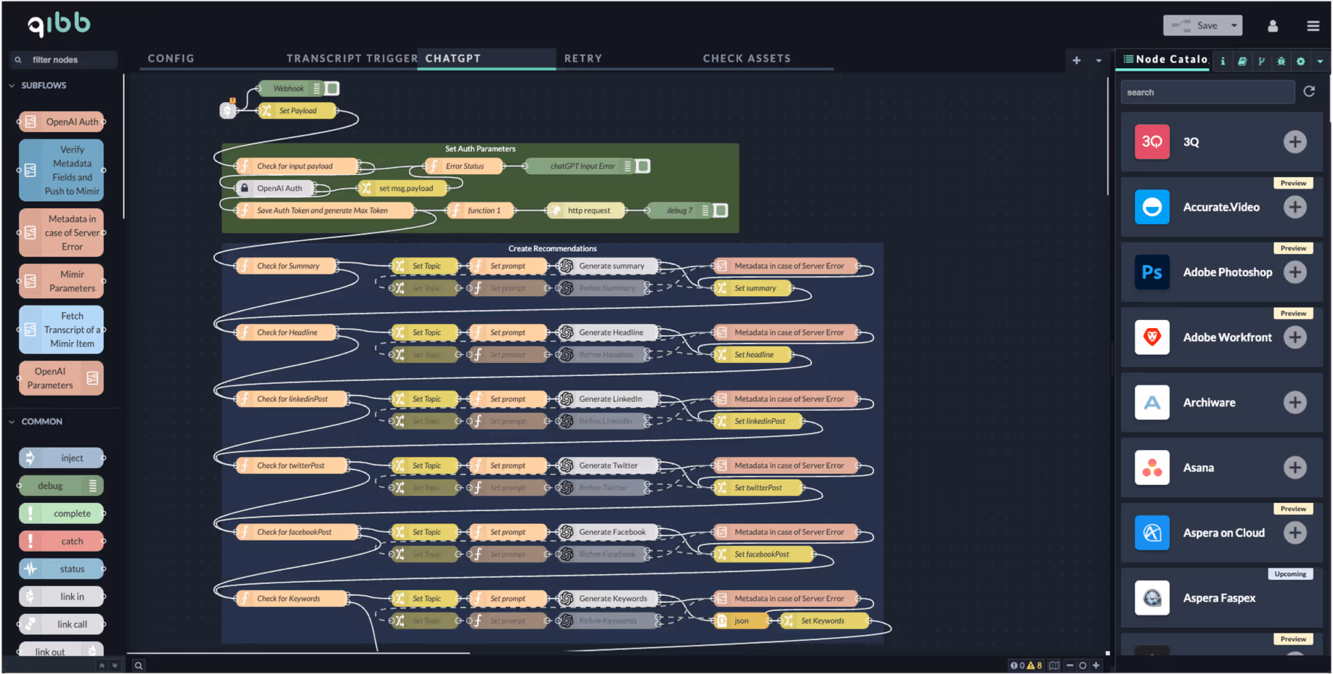 qibb Flow for ausbiz for automatic content creation with ChatGPT