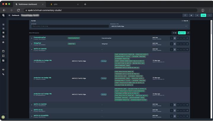 qibb dashboard showing resource lifecycle management across live production systems