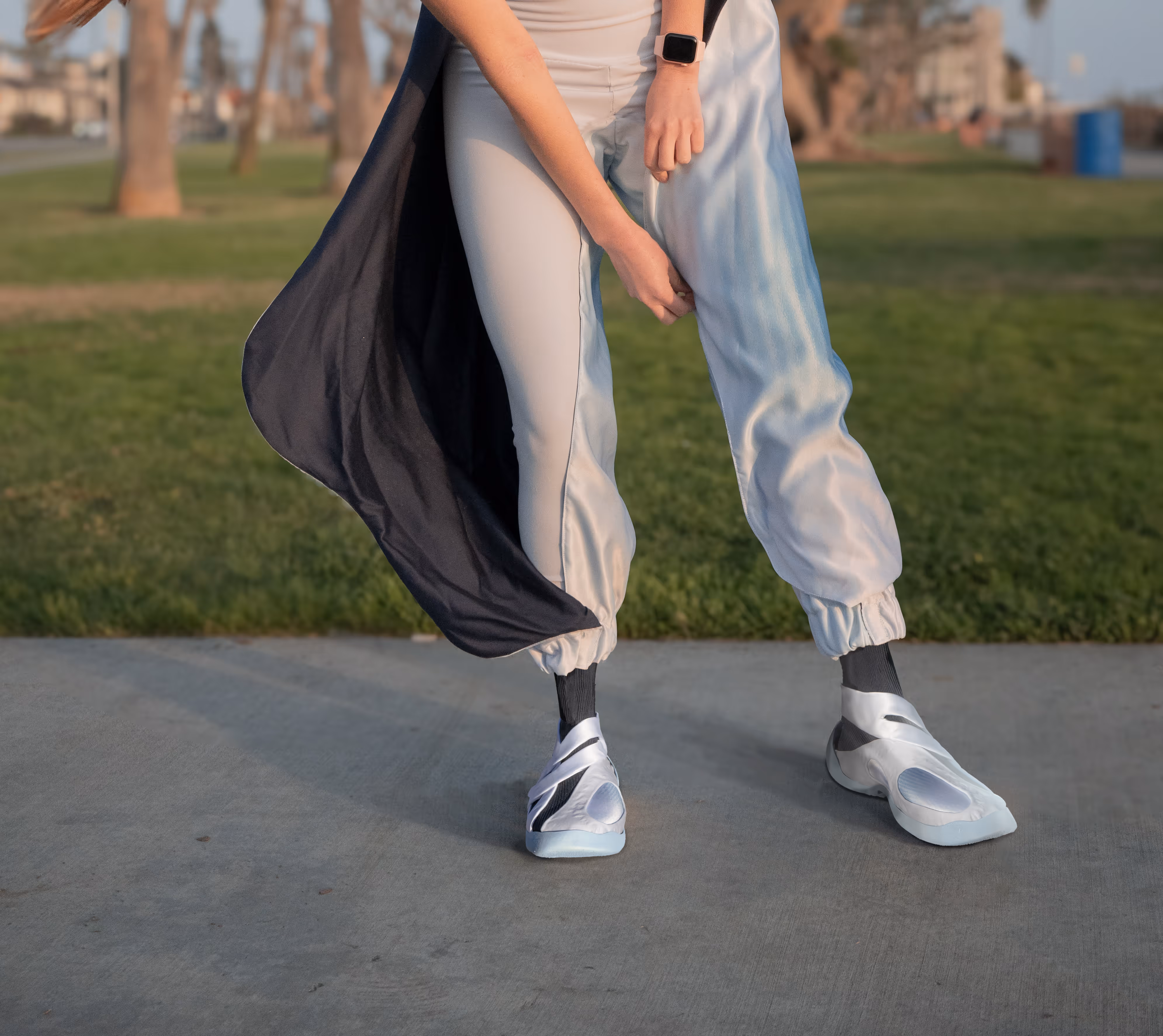The background for the Asics project, showing the pants and shoes on a professional model.
