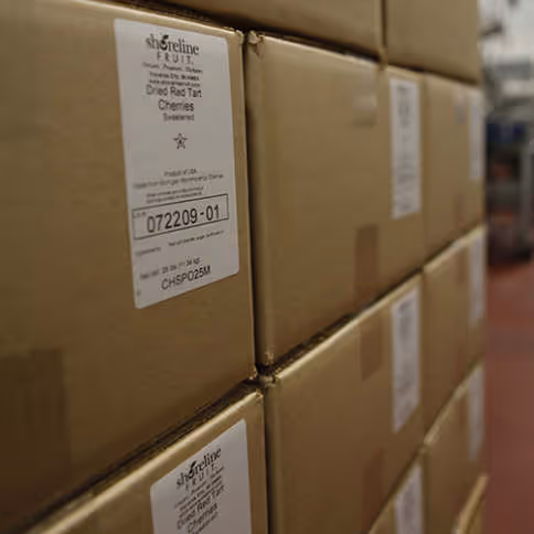 Boxes of dried fruit ready to ship