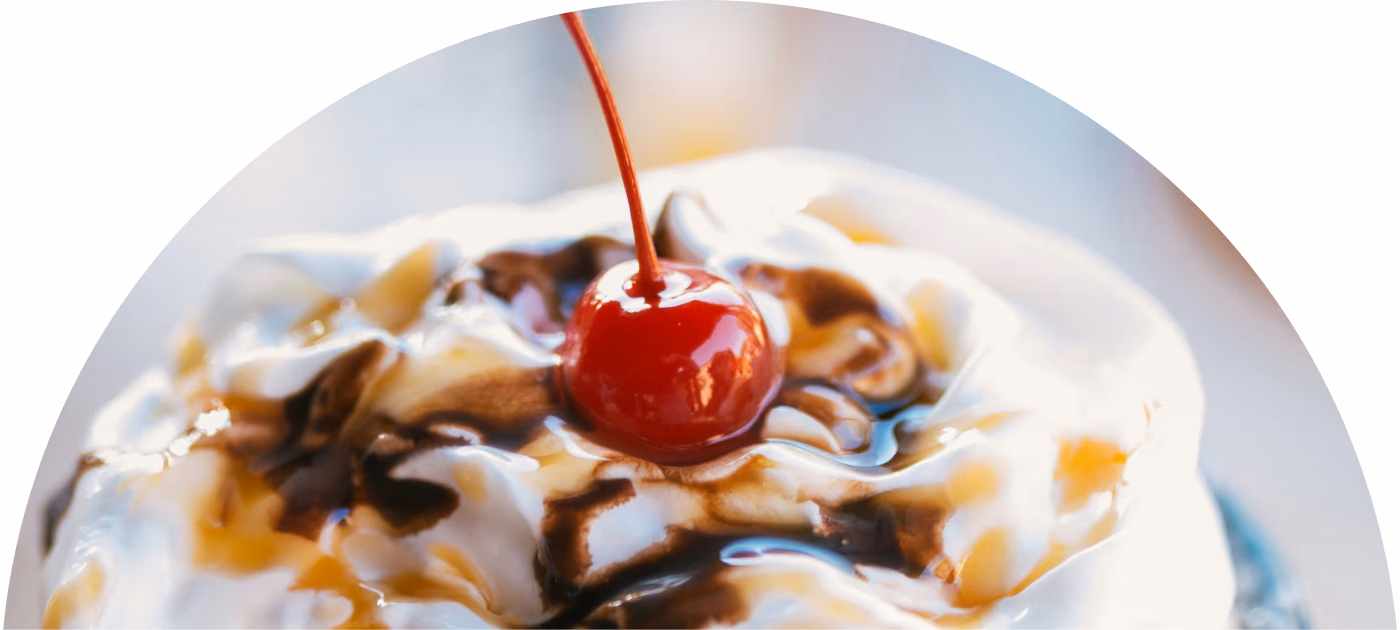 Maraschino cherry on top of dessert