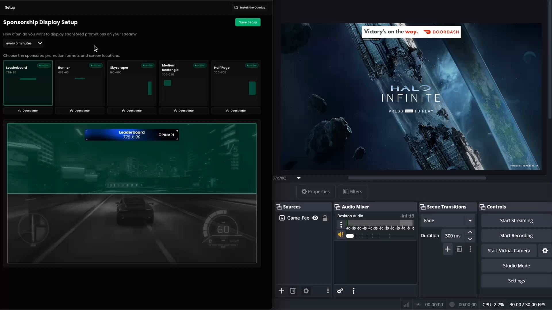 Screen Setup preview