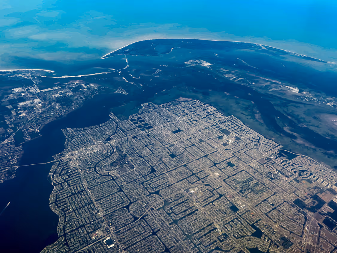 Ariel view of Cape Coral, FL