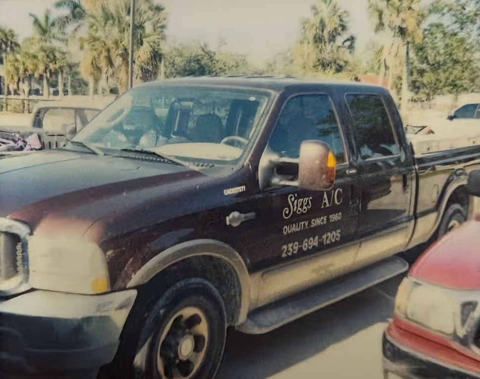 A Siggs Air Conditioning branded truck in Fort Myers 