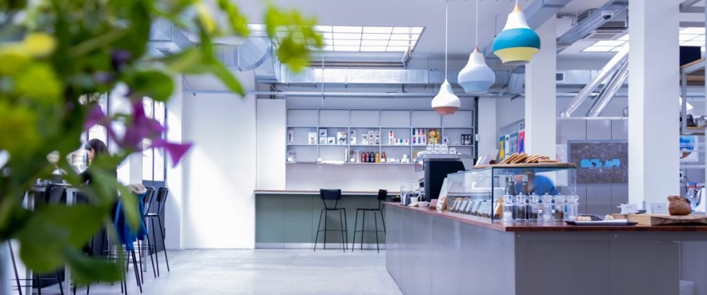 an empty corporate dining area