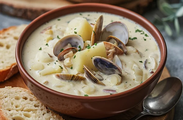 a photo of clam chowder