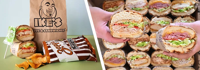 Photo collage of food from Ike's