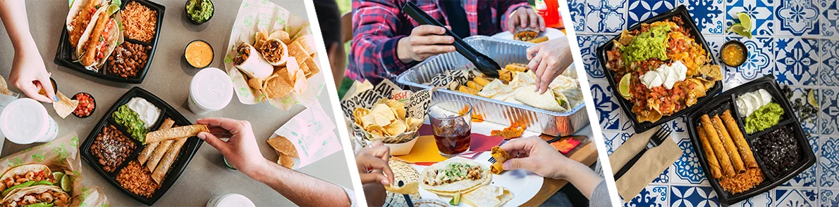 Photo collage of food from Baja Fresh Mexican Grill