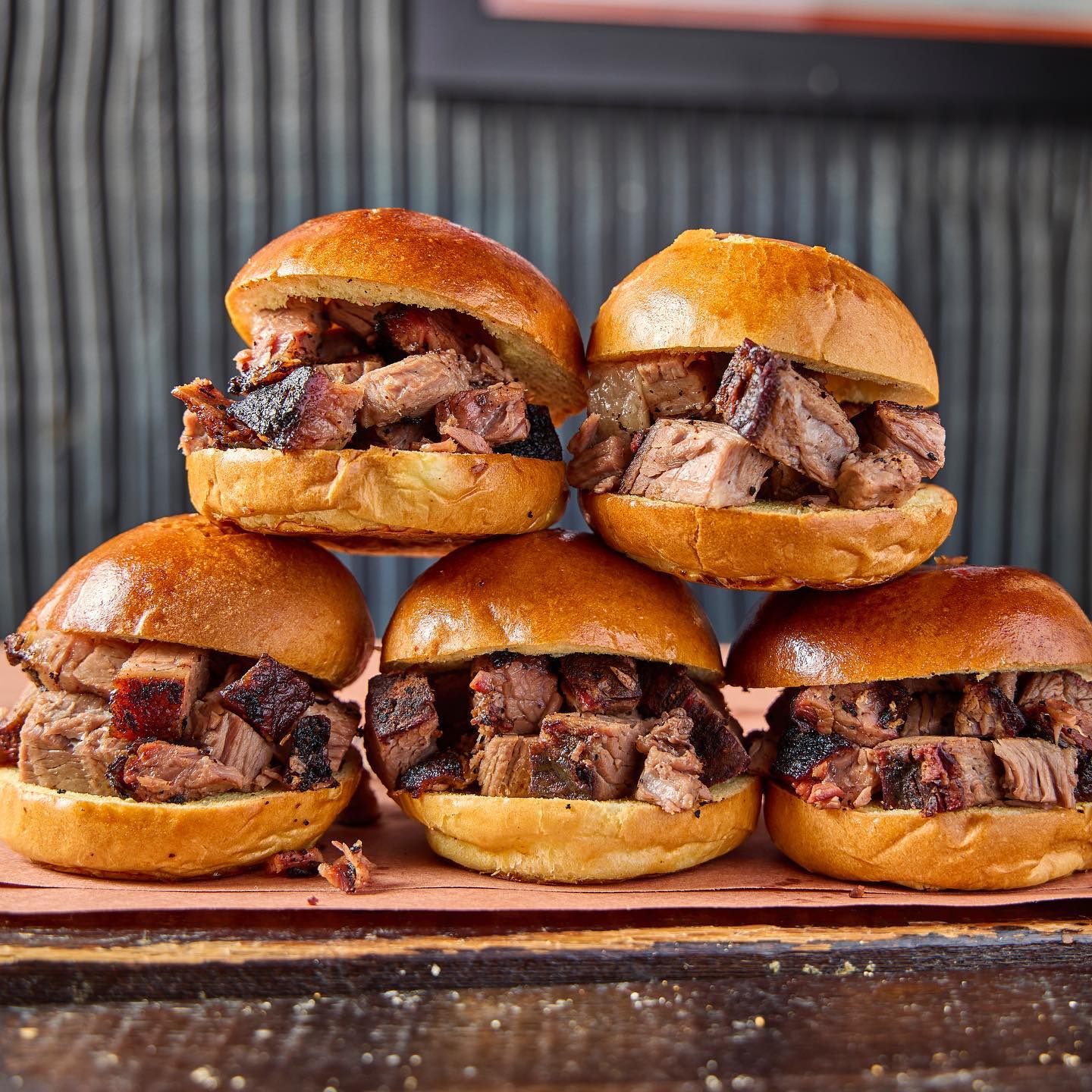 Stack of bbq sandwiches from Blackwood BBQ