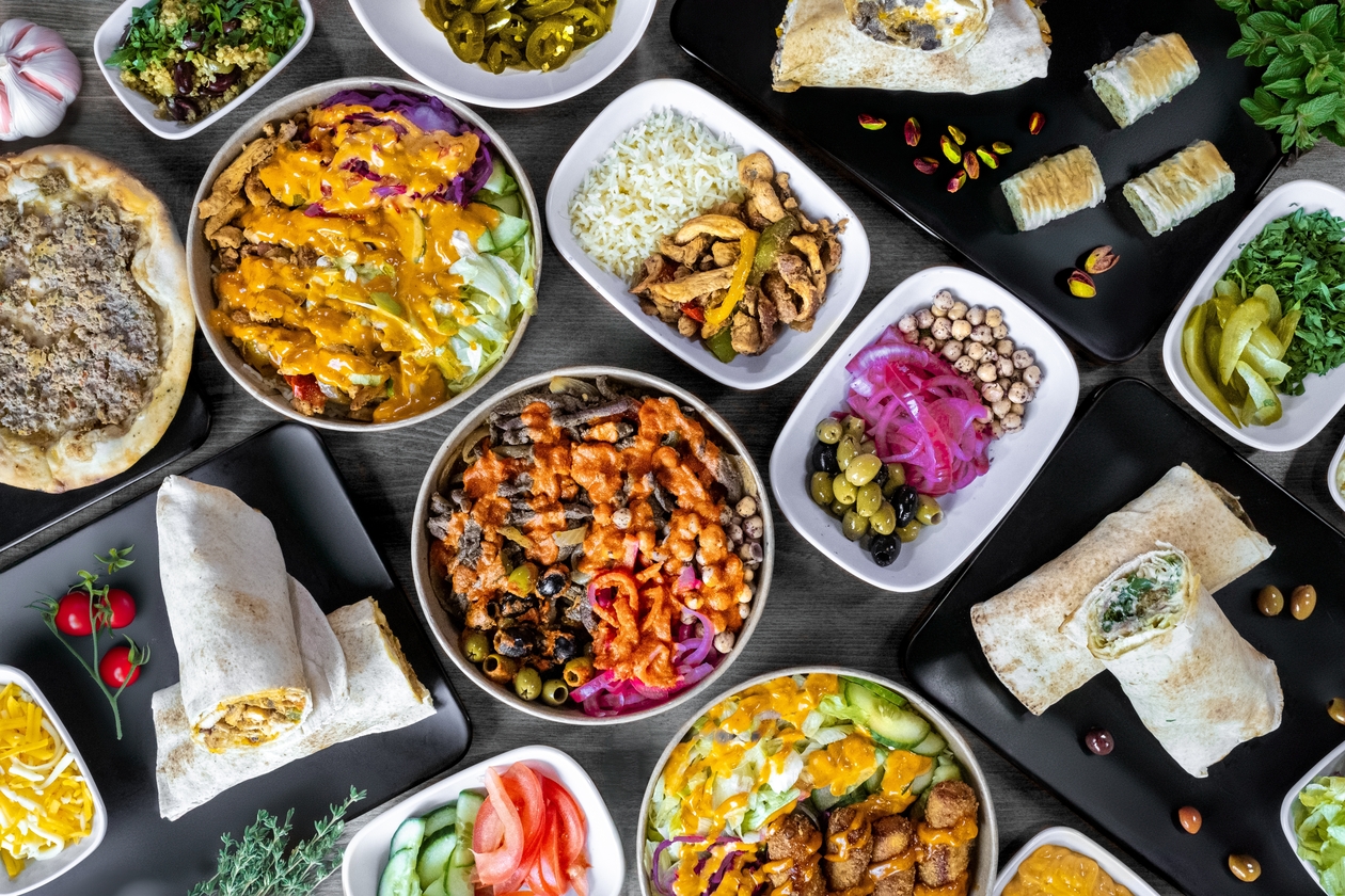 Spread of assorted food