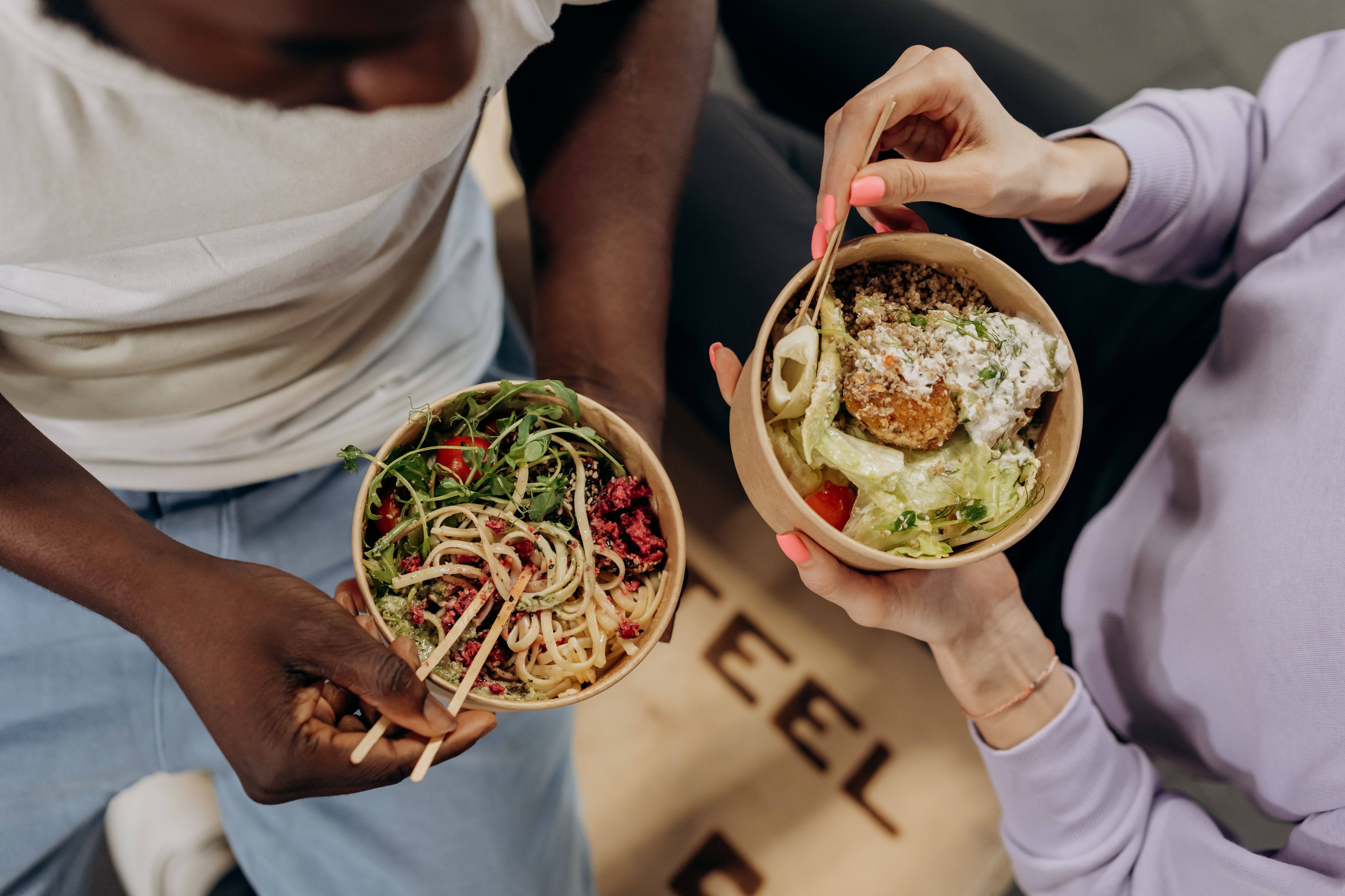 Coworkers sharing a meal