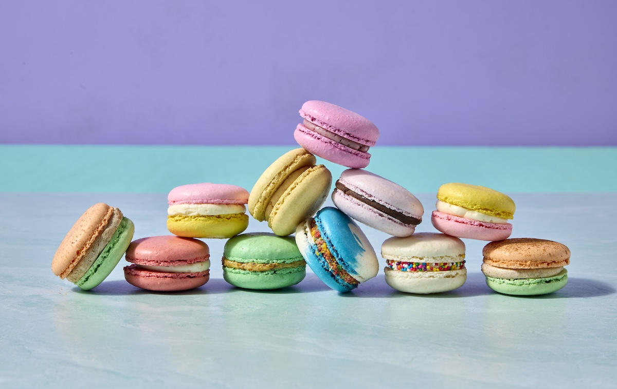 Stack of colorful Sugar Bliss macarons