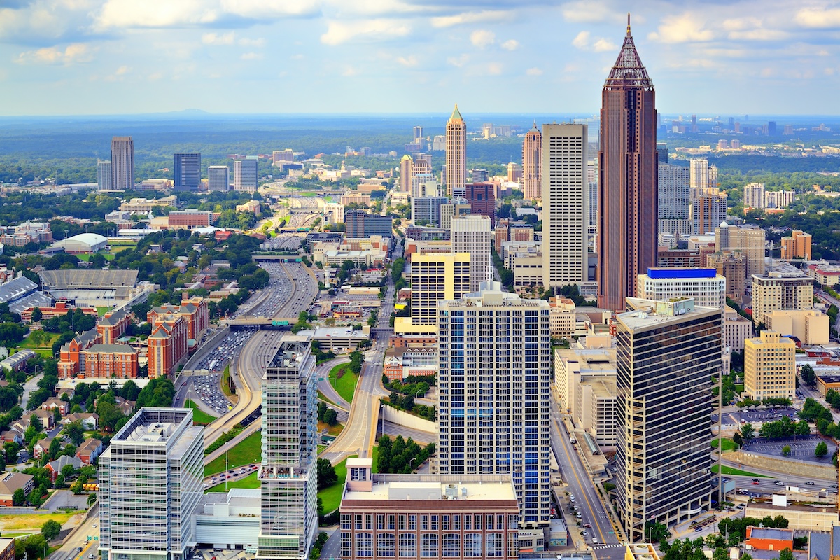 Aerial shot of downtown