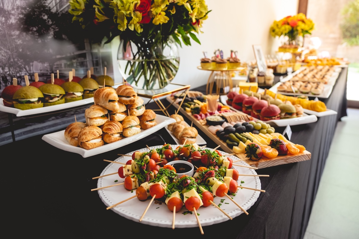 Spread of catered food at an event