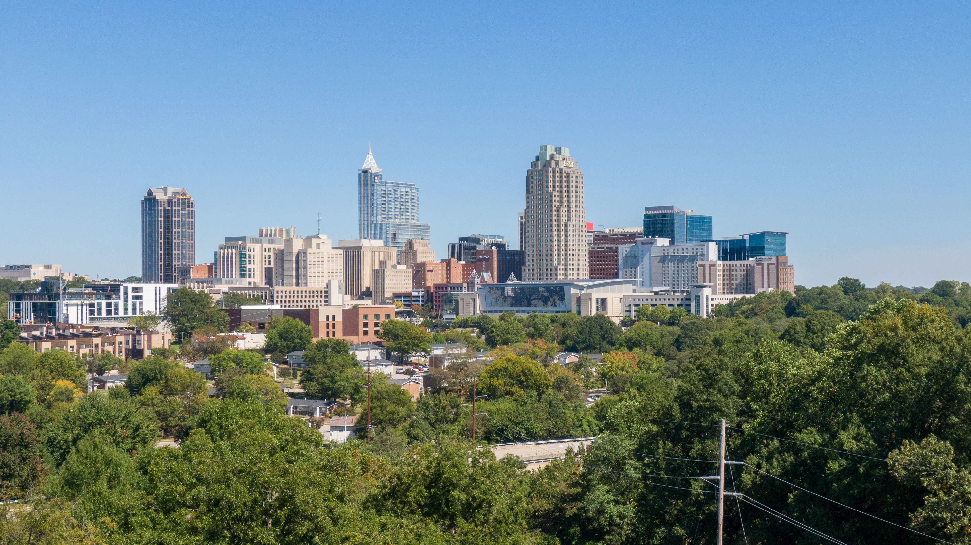 Skyline shot of downtown Raleigh