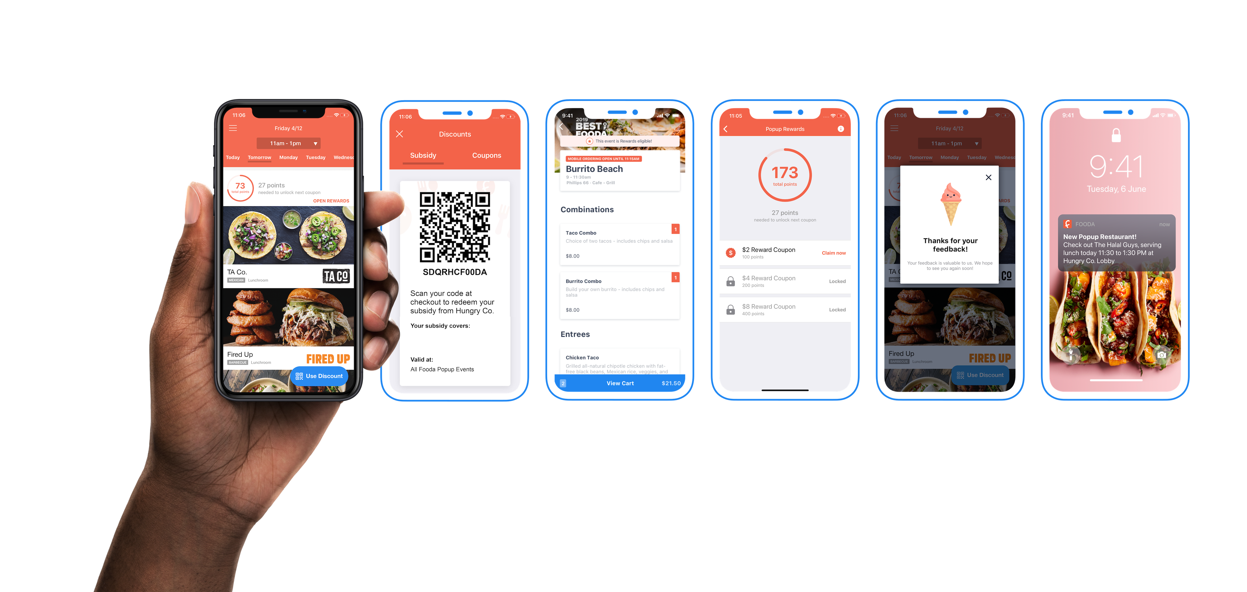 Examples of what Fooda's delivery app looks like